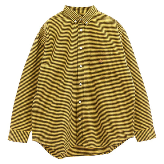Supreme シュプリーム 24AW Loose Fit Flannel Oxford Shirt ルーズフィット フランネル オックスフォード シャツ 長袖シャツ イエロー系 ブラック系 M【美品】【中古】