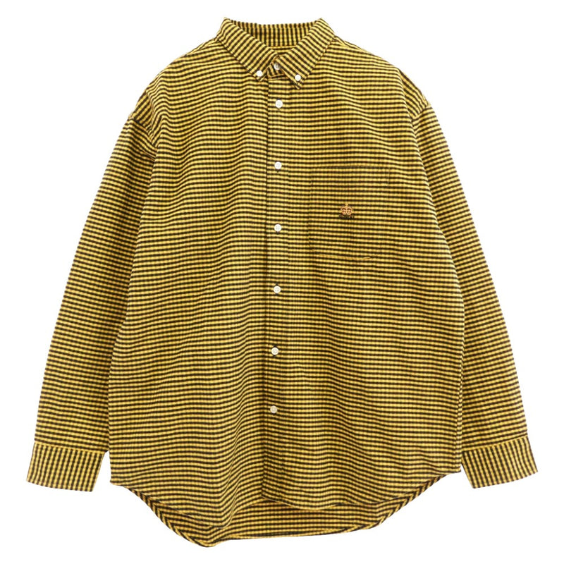 Supreme シュプリーム 24AW Loose Fit Flannel Oxford Shirt ルーズフィット フランネル オックスフォード シャツ 長袖シャツ イエロー系 ブラック系 M【美品】【中古】