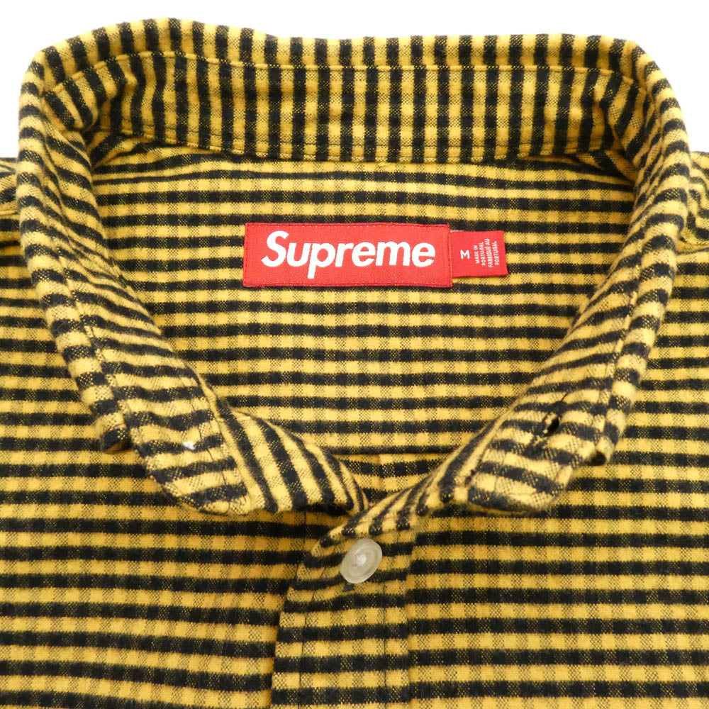 Supreme シュプリーム 24AW Loose Fit Flannel Oxford Shirt ルーズフィット フランネル オックスフォード シャツ 長袖シャツ イエロー系 ブラック系 M【美品】【中古】