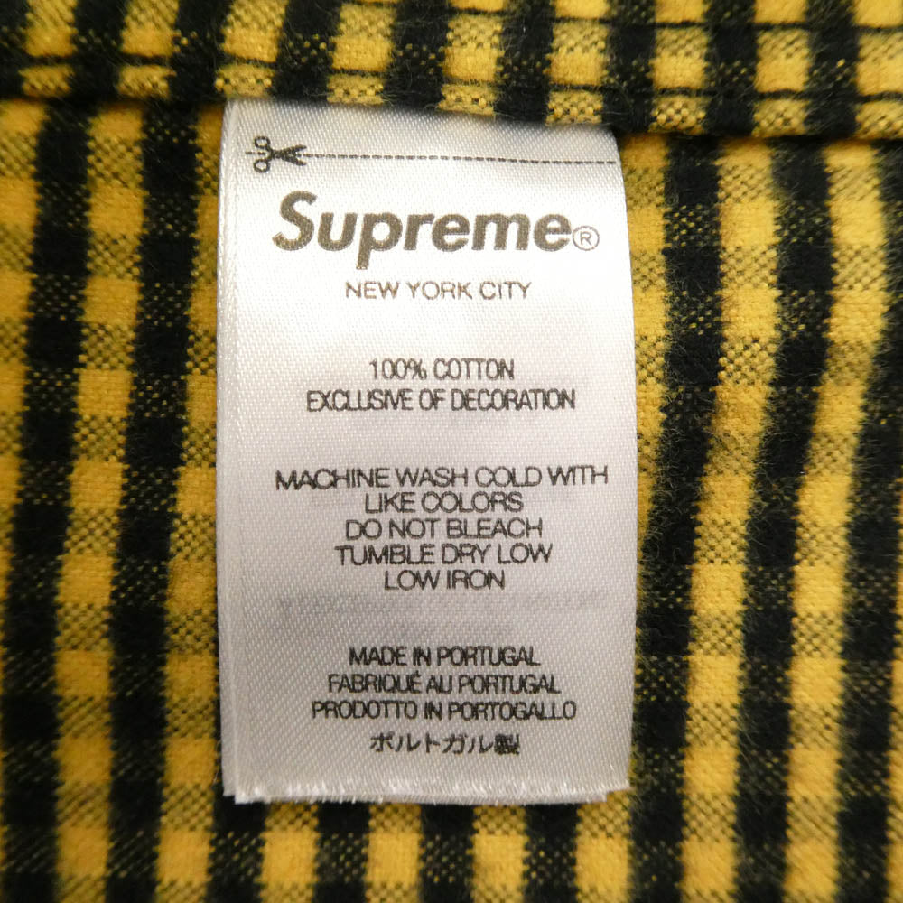 Supreme シュプリーム 24AW Loose Fit Flannel Oxford Shirt ルーズフィット フランネル オックスフォード シャツ 長袖シャツ イエロー系 ブラック系 M【美品】【中古】