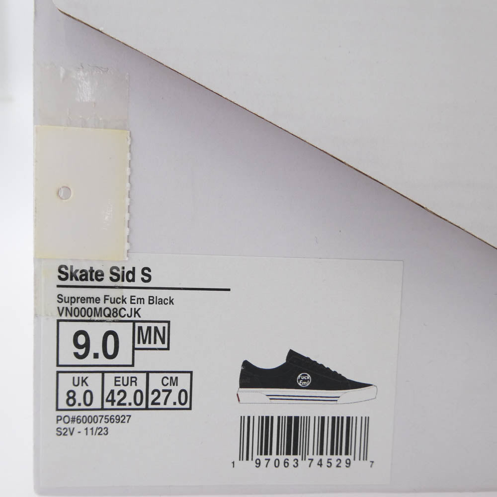 Supreme シュプリーム 24SS VN000MQ8CJK Vans Sid Black Fuck Em シド スエード ヴァンズ バンズ スニーカー ブラック系 27cm【新古品】【未使用】【中古】