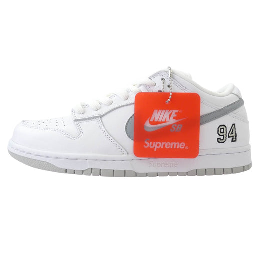 Supreme シュプリーム 25AW HQ8487-100 × Nike SB Dunk Low WhiteMetallic Silver ナイキ SB ダンク ロー スニーカー ホワイト系 27cm【新古品】【未使用】【中古】