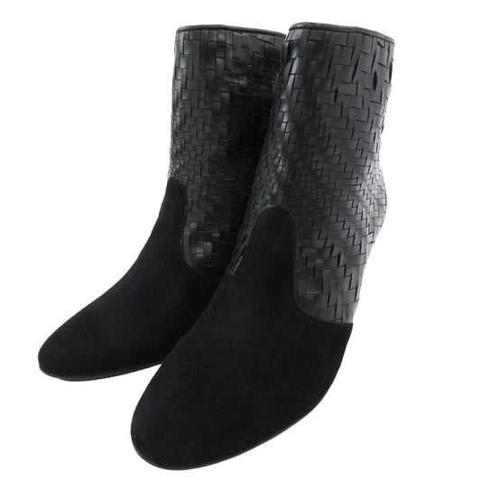 COLE HAAN コールハーン レザー ヒール ショート ブーツ ブラック系 6.5B【中古】