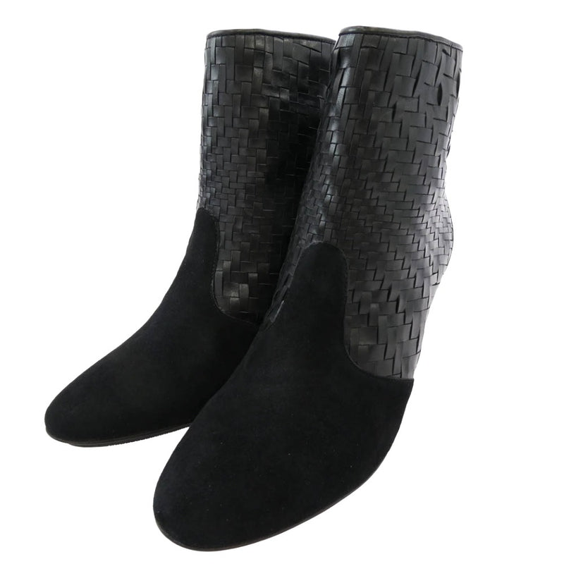 COLE HAAN コールハーン レザー ヒール ショート ブーツ ブラック系 6.5B【中古】