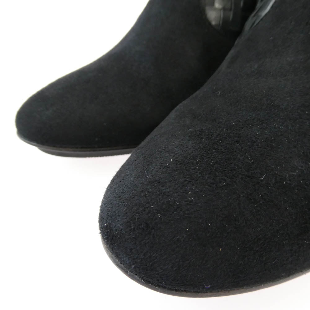 COLE HAAN コールハーン レザー ヒール ショート ブーツ ブラック系 6.5B【中古】