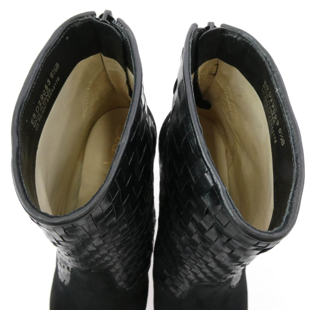 COLE HAAN コールハーン レザー ヒール ショート ブーツ ブラック系 6.5B【中古】