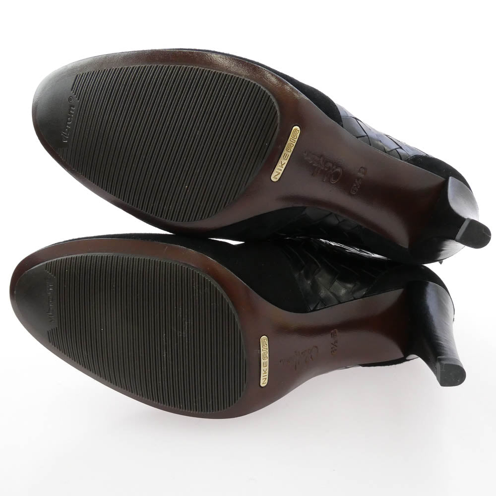 COLE HAAN コールハーン レザー ヒール ショート ブーツ ブラック系 6.5B【中古】