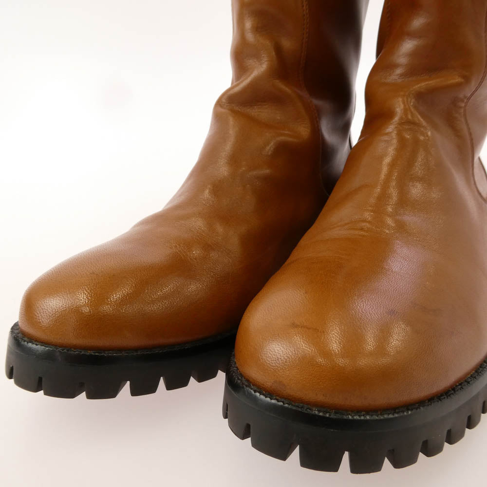 COLE HAAN コールハーン バックジップ レザー ロング ブーツ ブラウン系 7B【中古】