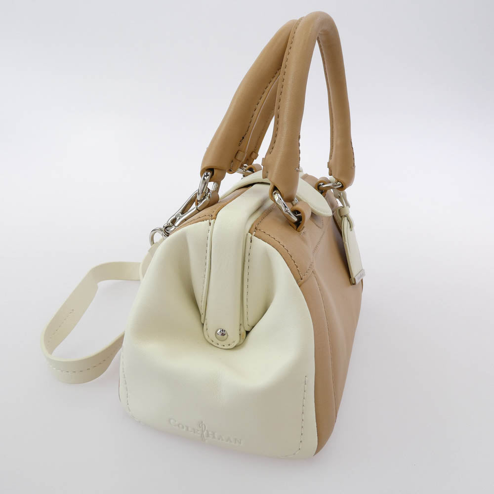 COLE HAAN コールハーン two tone bag 2トーン 2WAY レザー ショルダー バッグ ベージュ系 オフホワイト系【中古】