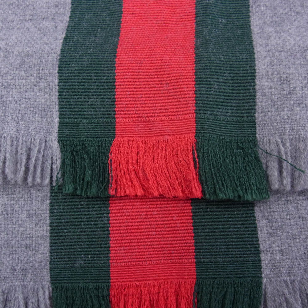 GUCCI グッチ 475513 カシミヤシルク混 ビー ハチ刺繍 マフラー ストール グレー系 37×180cm【中古】