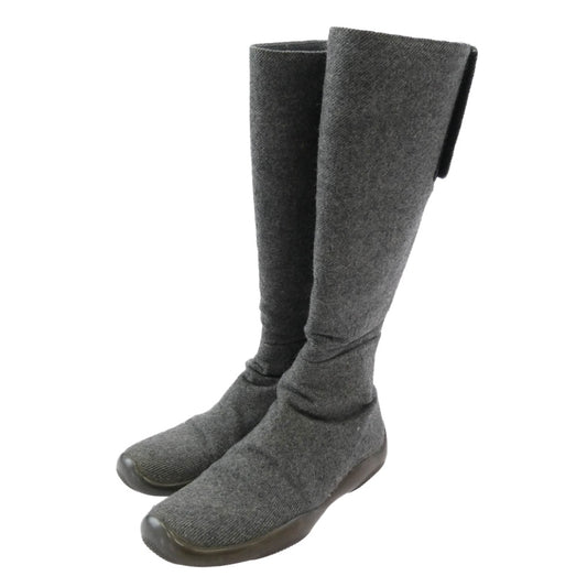 PRADA プラダ 2355 sport スポーツ バックジップ ウール ロング ブーツ グレー系 6【中古】