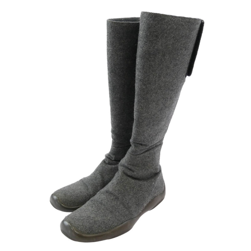 PRADA プラダ 2355 sport スポーツ バックジップ ウール ロング ブーツ グレー系 6【中古】