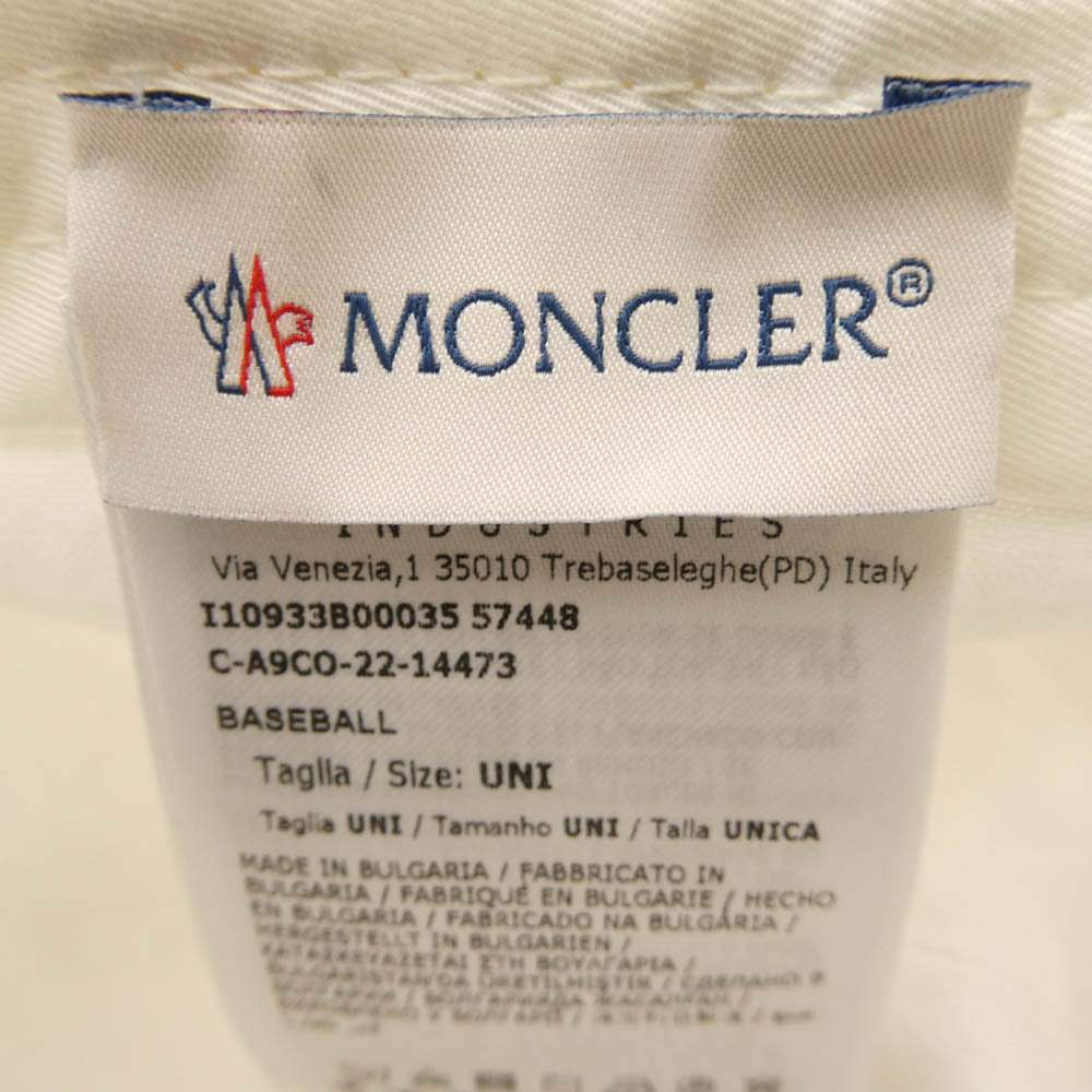 MONCLER モンクレール I10933B00035 Embroidered Logo Baseball cap ロゴ ベースボール キャップ オフホワイト系 55~62(UNI)【中古】