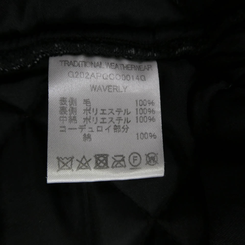 Traditional Weatherwear トラディショナルウェザーウェア MACKJ202006 襟コーデュロイ 中綿 ウール キルティング ジャケット ブラック系 36【中古】