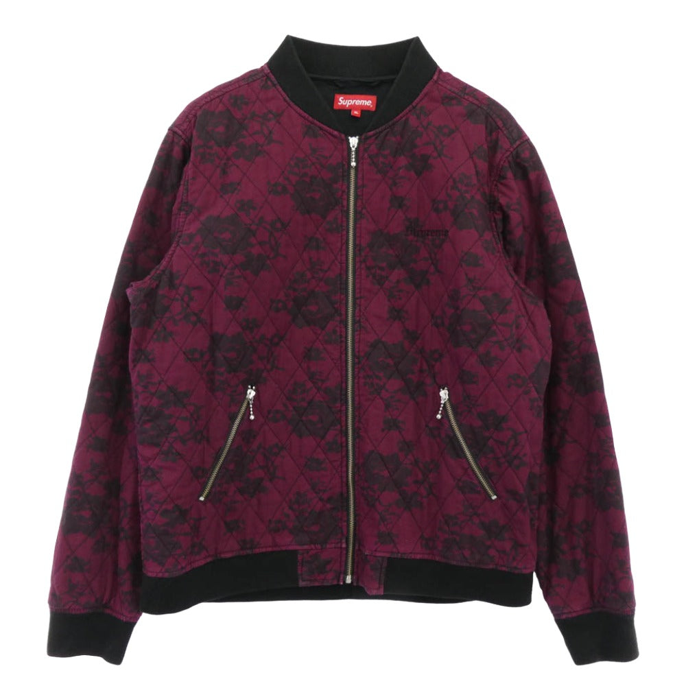 Supreme シュプリーム 17SS ワングラム期 Quilted Lace Bomber Jacket 花柄 キルテッド レース ボンバー ジャケット ワインレッド系 XL【中古】