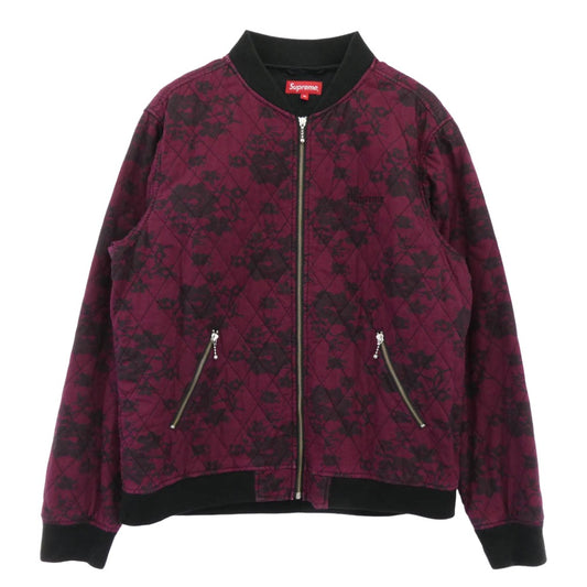 Supreme シュプリーム 17SS ワングラム期 Quilted Lace Bomber Jacket 花柄 キルテッド レース ボンバー ジャケット ワインレッド系 XL【中古】