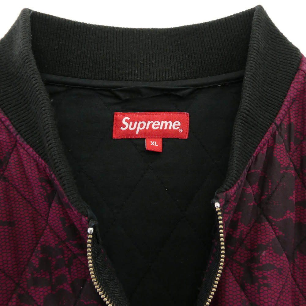 Supreme シュプリーム 17SS ワングラム期 Quilted Lace Bomber Jacket 花柄 キルテッド レース ボンバー ジャケット ワインレッド系 XL【中古】
