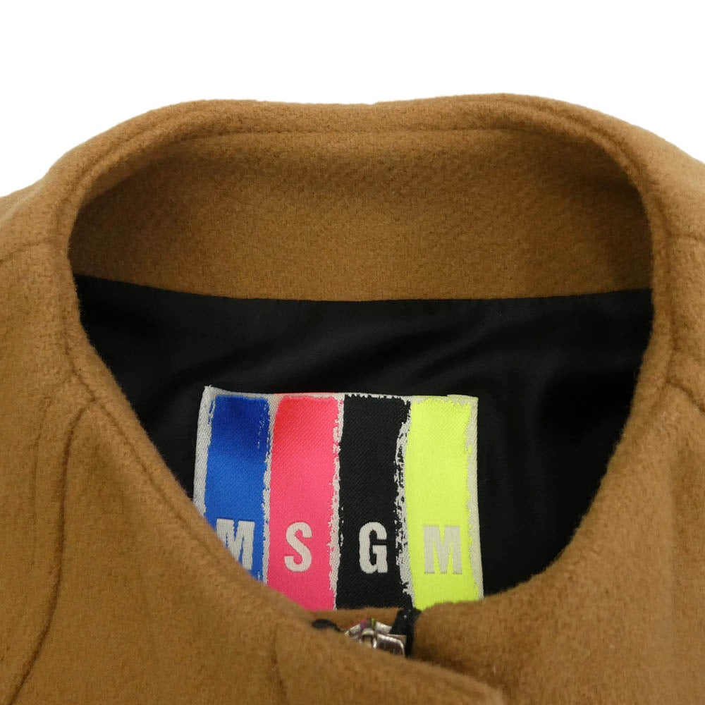 MSGM エムエスジーエム ノーカラー ウール ポンチョ ブラウン系 38【中古】