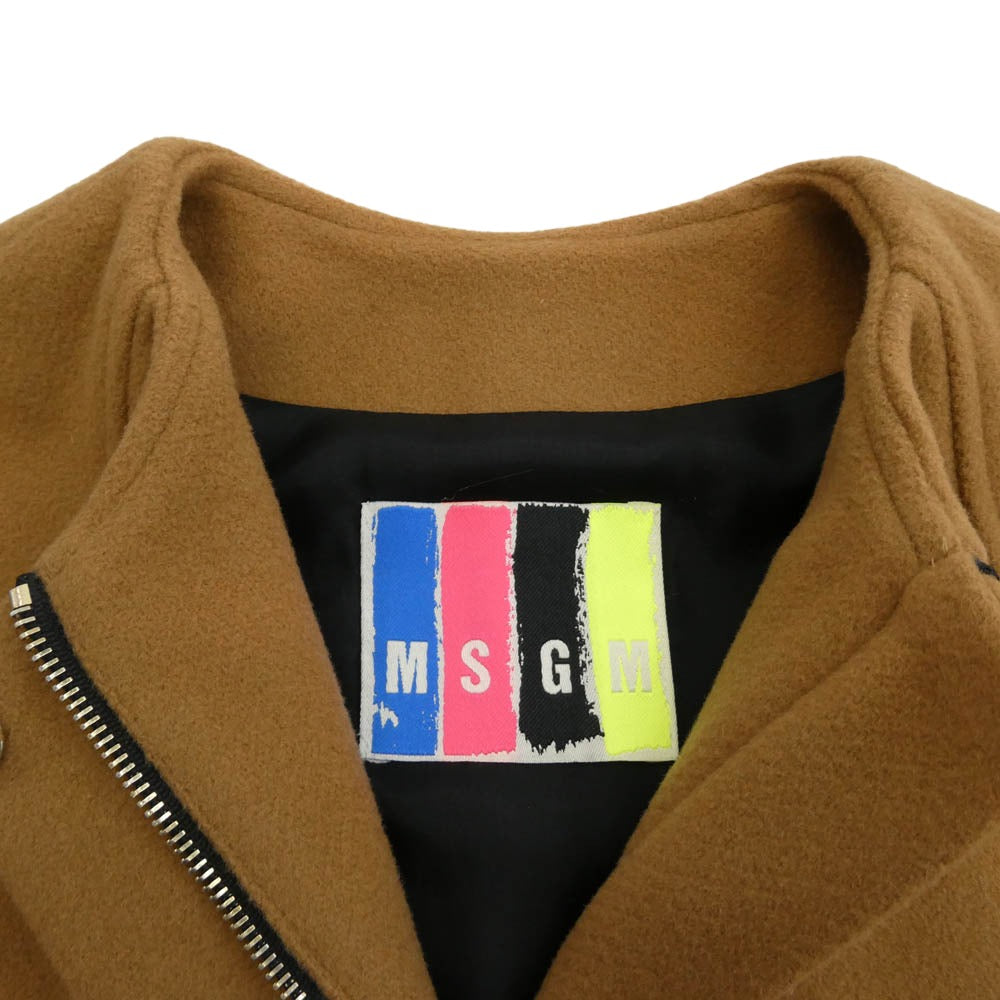 MSGM エムエスジーエム ノーカラー ウール ポンチョ ブラウン系 38【中古】