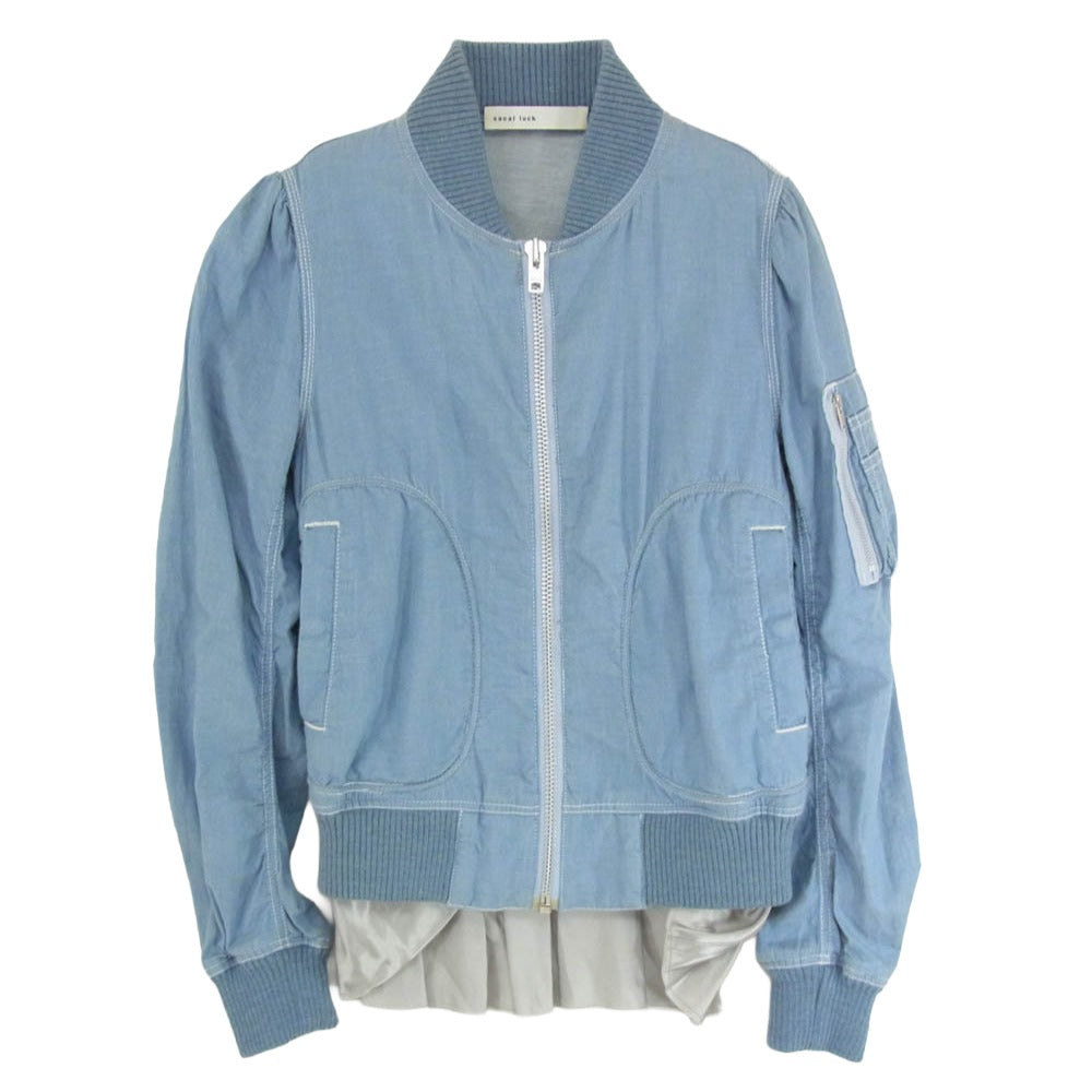 Sacai サカイ 13SSLU494 sacai luck シャンブレー レイヤード MA-1 ジャケット ブルー系 1【中古】