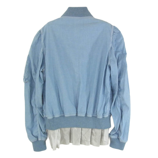 Sacai サカイ 13SSLU494 sacai luck シャンブレー レイヤード MA-1 ジャケット ブルー系 1【中古】