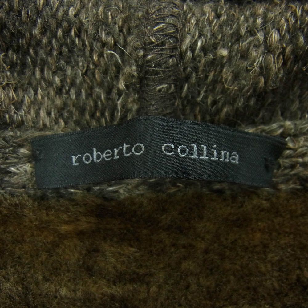 ROBERTO COLLINA ロベルトコリーナ A0399FJM688 リアルムートン ニット切替 フーデッド ベスト ブラウン系 S【中古】