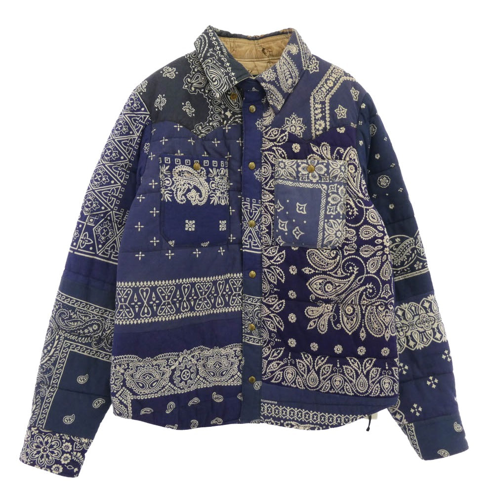 VISVIM ビズビム WMV 0318205013011 KERCHIEF DOWNJKT W (VT.BANDANA) バンダナ ダウン シャツジャケット ブルー ネイビー系 2【中古】