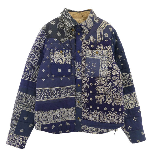 VISVIM ビズビム WMV 0318205013011 KERCHIEF DOWNJKT W (VT.BANDANA) バンダナ ダウン シャツジャケット ブルー ネイビー系 2【中古】