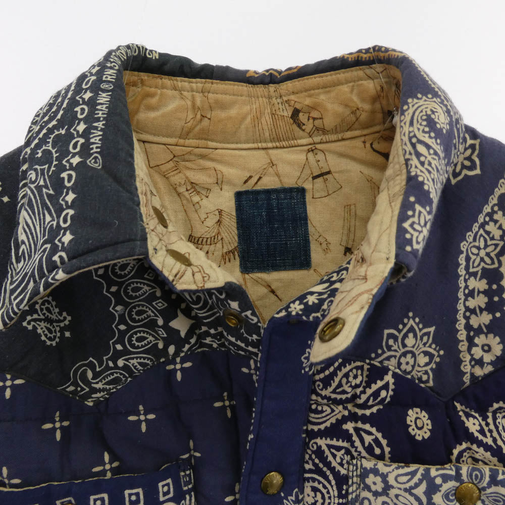 VISVIM ビズビム WMV 0318205013011 KERCHIEF DOWNJKT W (VT.BANDANA) バンダナ ダウン シャツジャケット ブルー ネイビー系 2【中古】