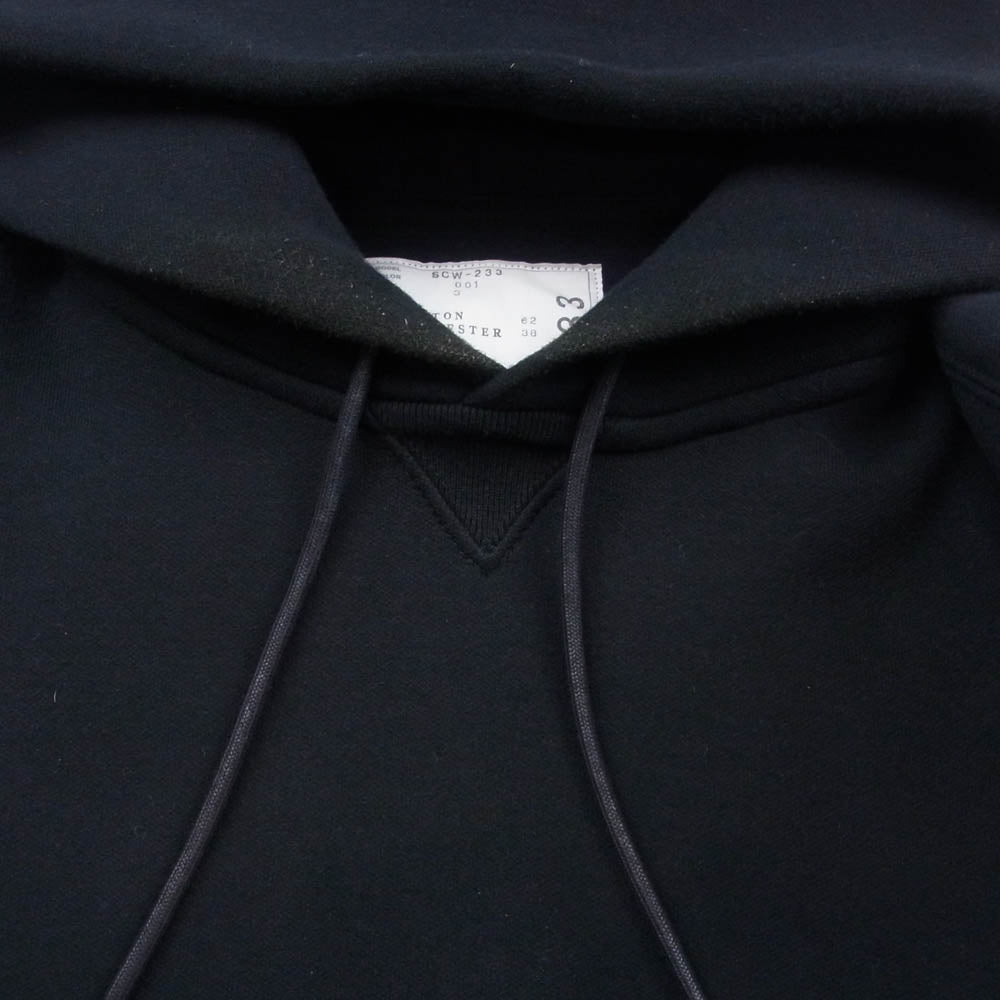 Sacai サカイ SCW-233 sponge sweat hoodie スポンジスウェット サイドスリット ショート丈 プルオーバー フーディー パーカー ダークネイビー系 3【中古】