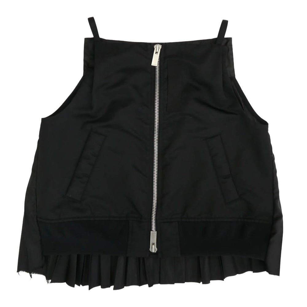 Sacai サカイ 24-07245 Camisole Shirt MA-1ドッキング 異素材切替 バックプリーツ カットソー キャミソール ベスト タンクトップ ブラック系 3【中古】