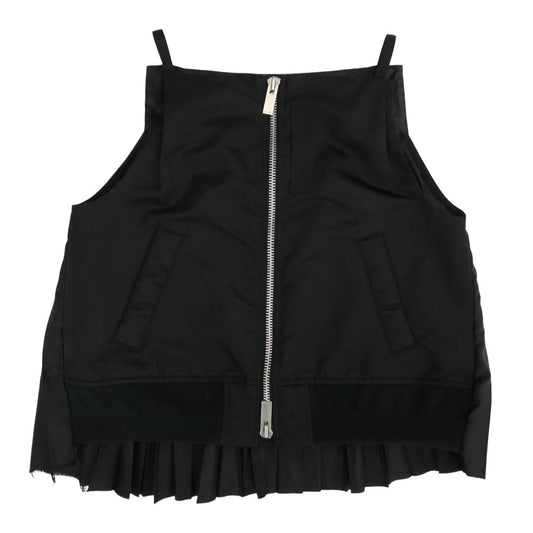 Sacai サカイ 24-07245 Camisole Shirt MA-1ドッキング 異素材切替 バックプリーツ カットソー キャミソール ベスト タンクトップ ブラック系 3【中古】