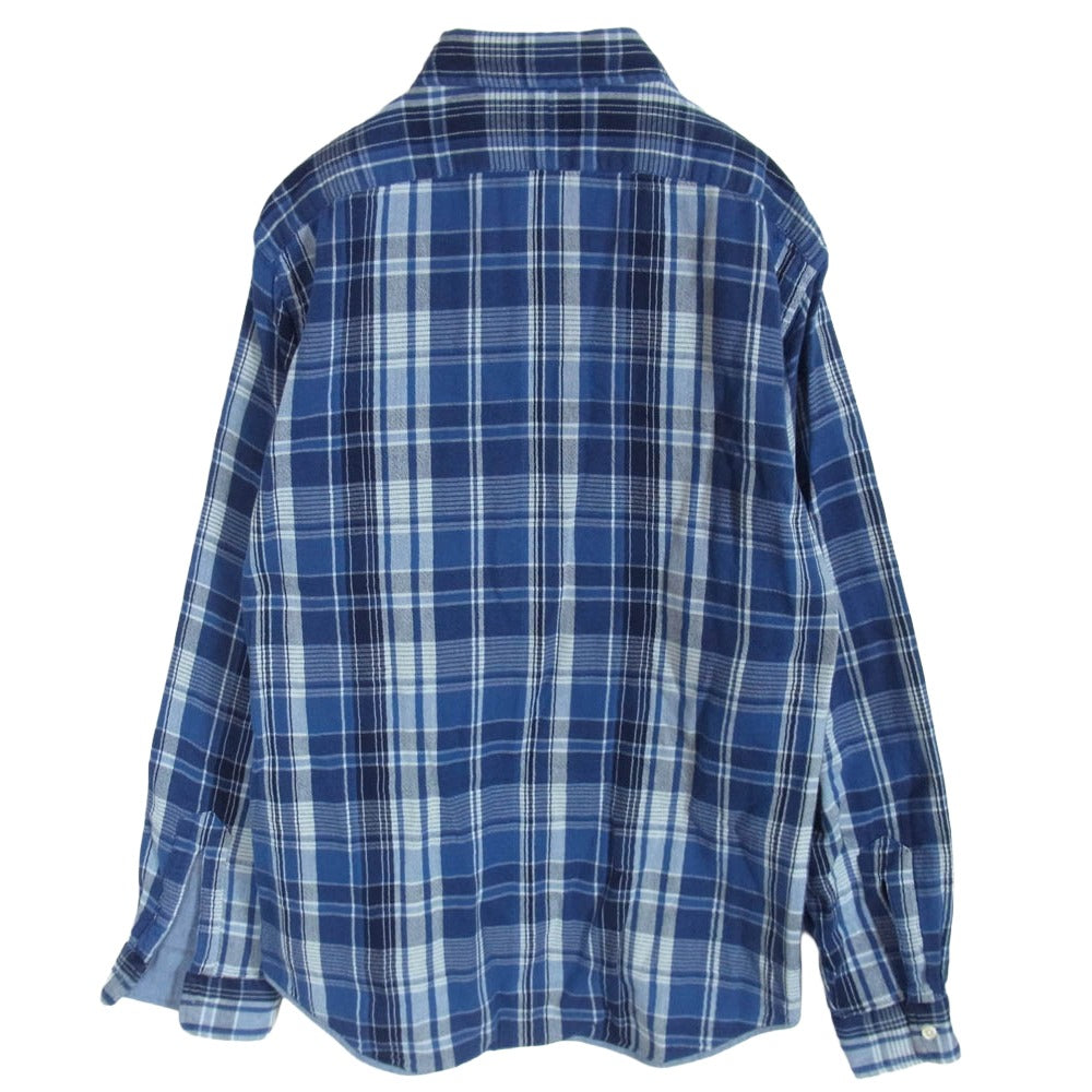 POLO RALPH LAUREN ポロ・ラルフローレン CLASSIC FIT リバーシブル チェック ガーゼ 長袖 シャツ ブルー系 M【中古】