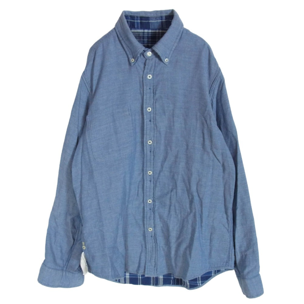 POLO RALPH LAUREN ポロ・ラルフローレン CLASSIC FIT リバーシブル チェック ガーゼ 長袖 シャツ ブルー系 M【中古】