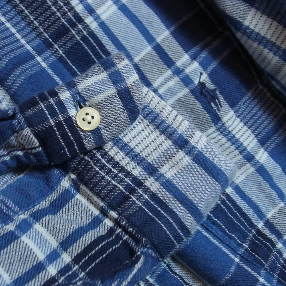POLO RALPH LAUREN ポロ・ラルフローレン CLASSIC FIT リバーシブル チェック ガーゼ 長袖 シャツ ブルー系 M【中古】