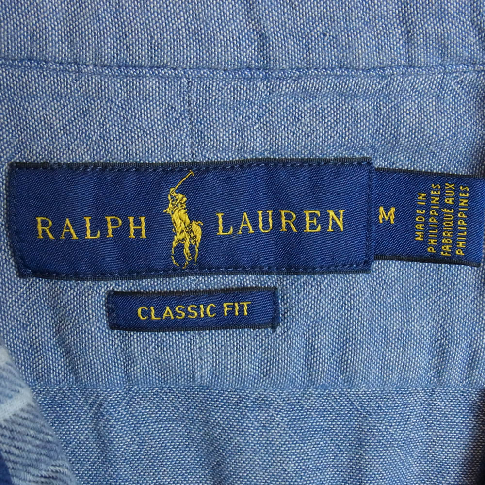 POLO RALPH LAUREN ポロ・ラルフローレン CLASSIC FIT リバーシブル チェック ガーゼ 長袖 シャツ ブルー系 M【中古】