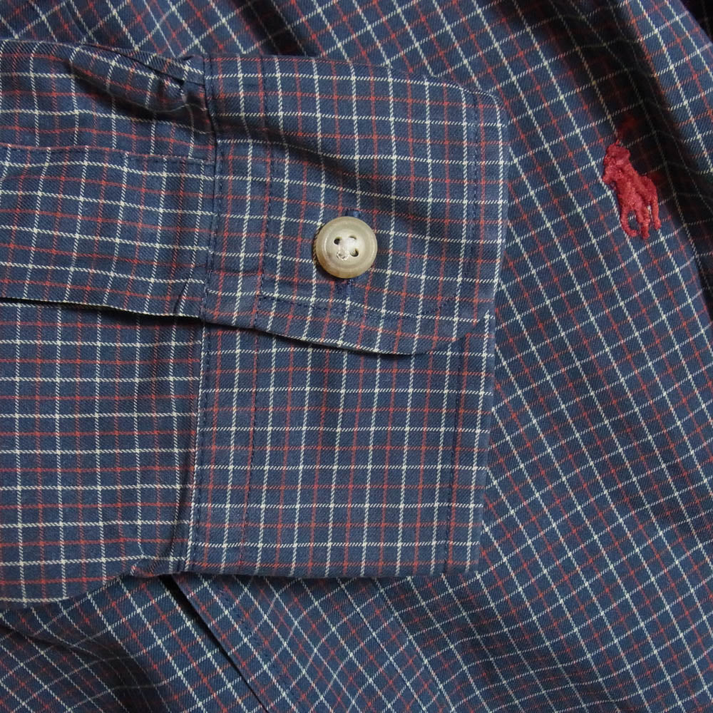 RALPH LAUREN ラルフローレン CLASSIC FIT チェック BD 長袖 シャツ ネイビー系 L【中古】