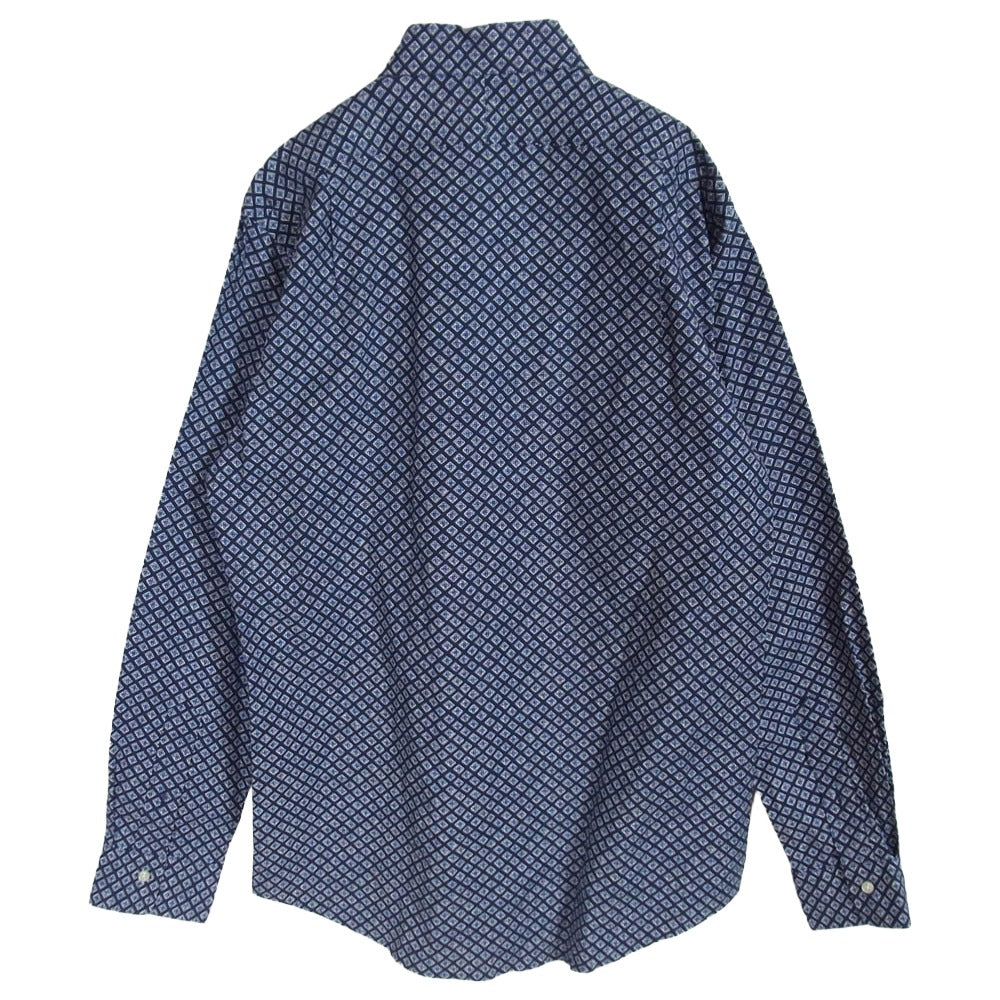 POLO RALPH LAUREN ポロ・ラルフローレン CLASSIC FIT 小紋柄 幾何学柄 ワイドカラー シャツ ネイビー系 M【中古】