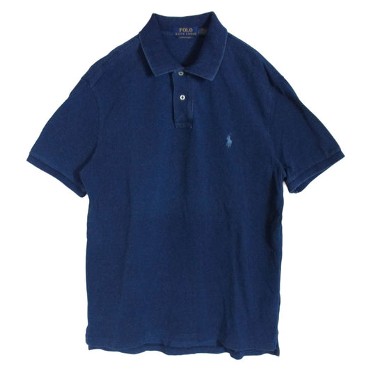 POLO RALPH LAUREN ポロ・ラルフローレン CUSTOM FIT インディゴ メッシュ 半袖 ポロシャツ ブルー系 L【中古】