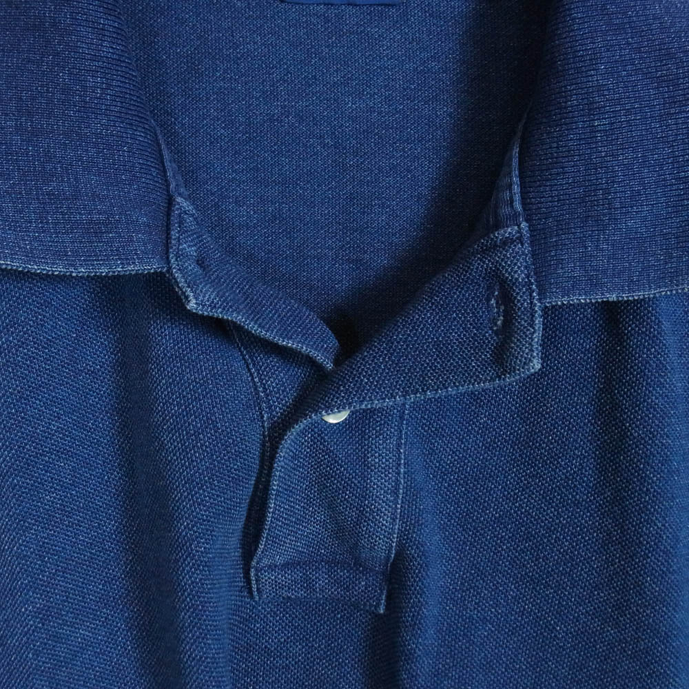 POLO RALPH LAUREN ポロ・ラルフローレン CUSTOM FIT インディゴ メッシュ 半袖 ポロシャツ ブルー系 L【中古】