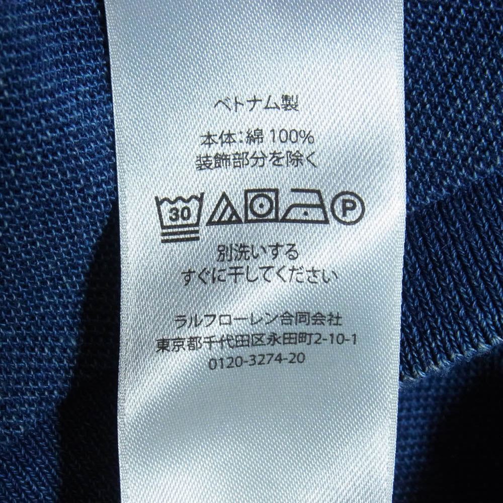 POLO RALPH LAUREN ポロ・ラルフローレン CUSTOM FIT インディゴ メッシュ 半袖 ポロシャツ ブルー系 L【中古】