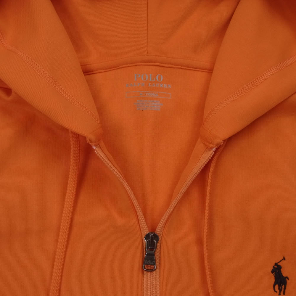 POLO RALPH LAUREN ポロ・ラルフローレン ジャージーニット フルジップ パーカー カンボジア製 オレンジ系 M【中古】