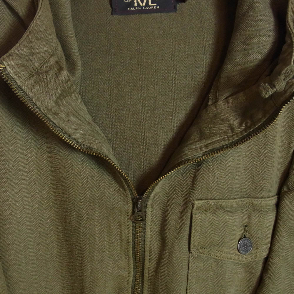 RRL ダブルアールエル JACQUARD KNIT POPOVER ANORAK ジャカード ニット ポップオーバー アノラック ジャケット カーキ系 L【中古】