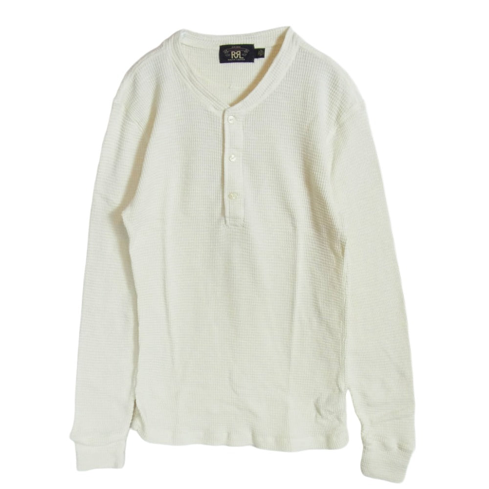 RRL ダブルアールエル ワッフルニット コットン ヘンリー サーマル カットソー オフホワイト系 L【中古】