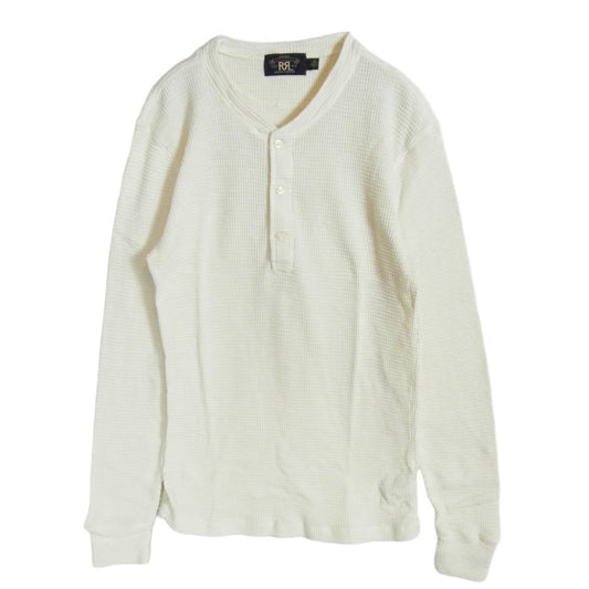RRL ダブルアールエル ワッフルニット コットン ヘンリー サーマル カットソー オフホワイト系 L【中古】