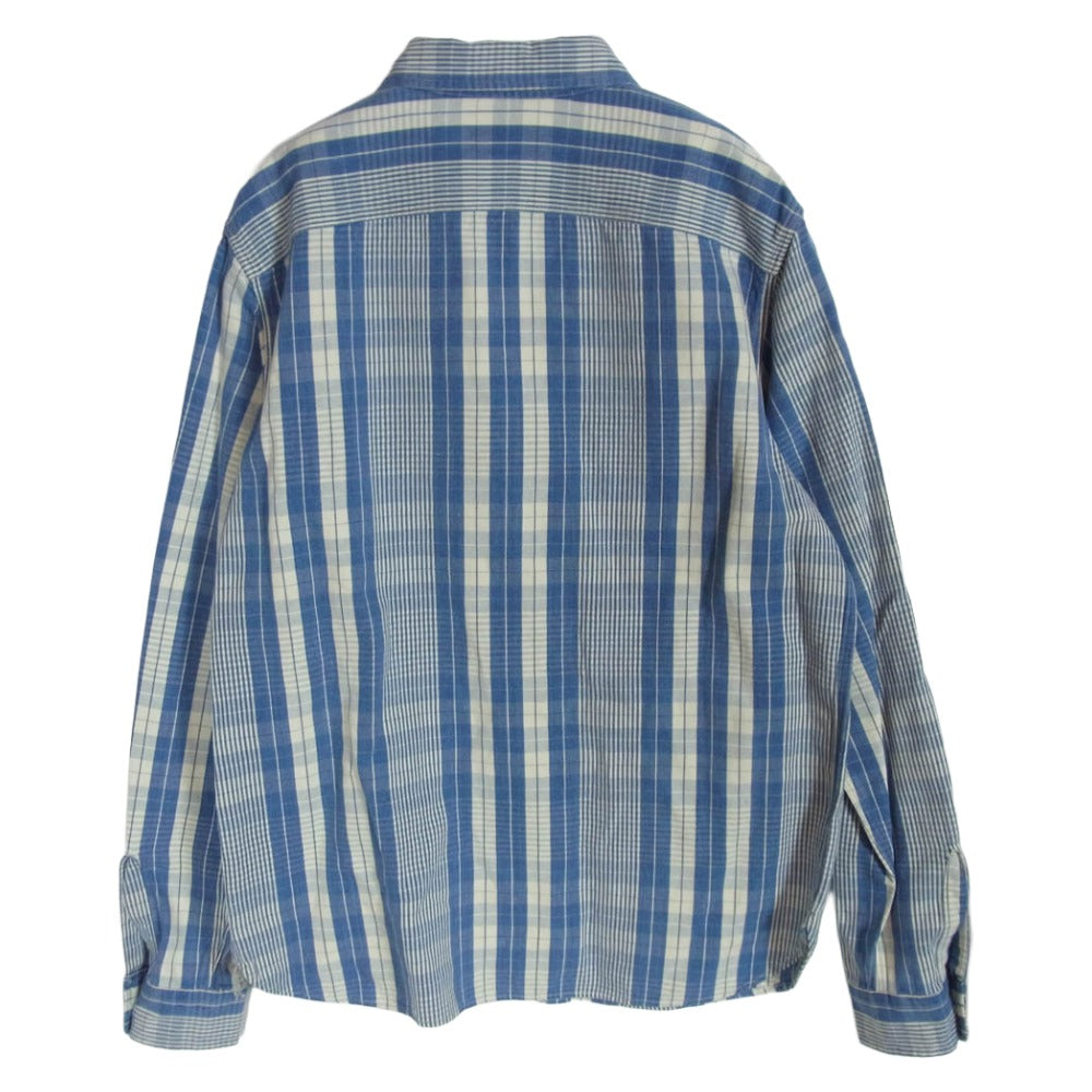 RRL ダブルアールエル Long Sleeve Cotton Linen Sports Plaid Shirt コットン リネン チェック スポーツ シャツ ブルー系 M【中古】