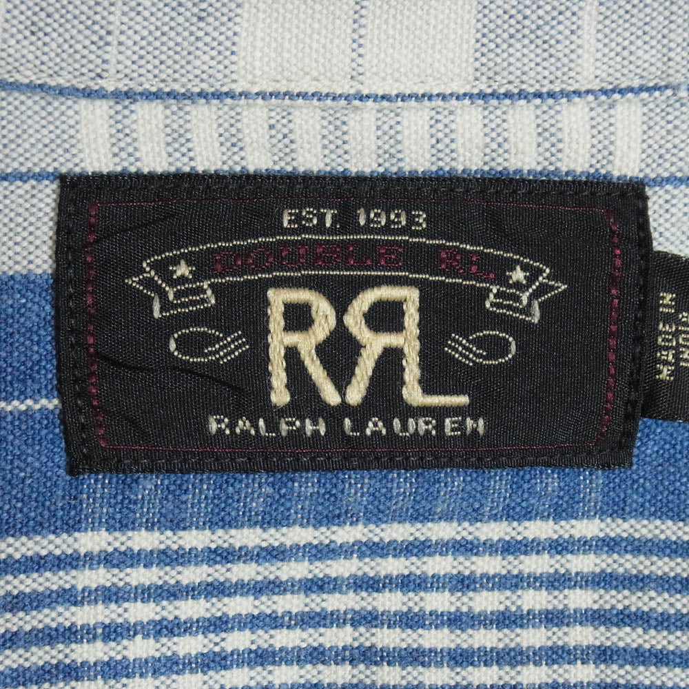 RRL ダブルアールエル Long Sleeve Cotton Linen Sports Plaid Shirt コットン リネン チェック スポーツ シャツ ブルー系 M【中古】