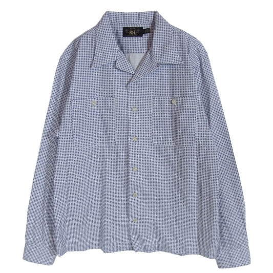 RRL ダブルアールエル CAMP LONG SLEEVE SPORT SHIRT キャンプカラー 開襟 長袖 シャツ ホワイト系 L【中古】
