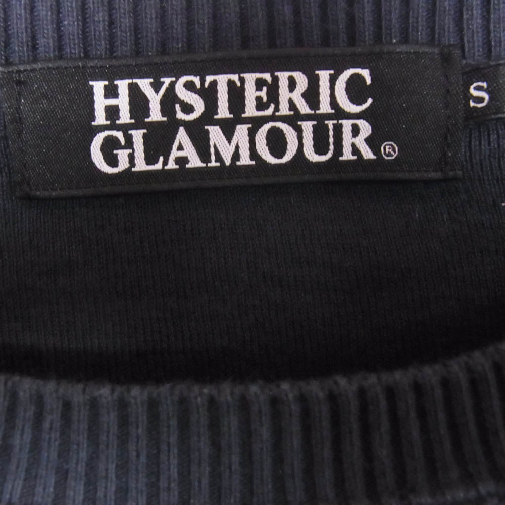 HYSTERIC GLAMOUR ヒステリックグラマー 0243CL04 クルーネックリブ コットン ニット セーター ブラック系 S【中古】