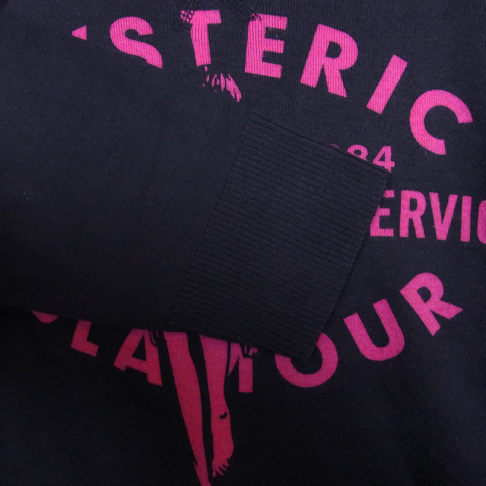 HYSTERIC GLAMOUR ヒステリックグラマー 0243CL04 クルーネックリブ コットン ニット セーター ブラック系 S【中古】